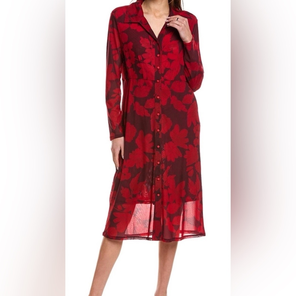 CABI Floral Shirtdress In Red Size M Style # 4392 - Picture 2 of 9